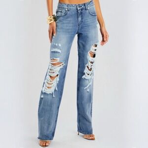 Retrofête Chris Jeans Size 27 Straight Leg Loose Distressed Organic Cotton‎